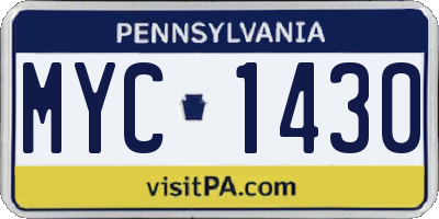 PA license plate MYC1430