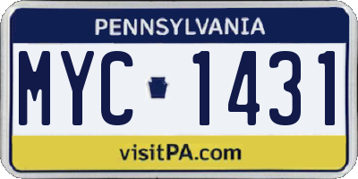 PA license plate MYC1431