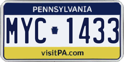 PA license plate MYC1433