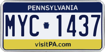 PA license plate MYC1437