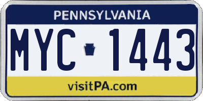 PA license plate MYC1443
