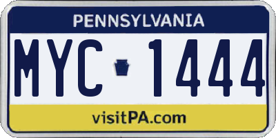 PA license plate MYC1444