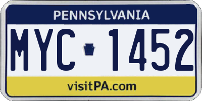 PA license plate MYC1452