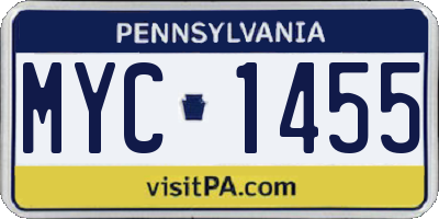 PA license plate MYC1455