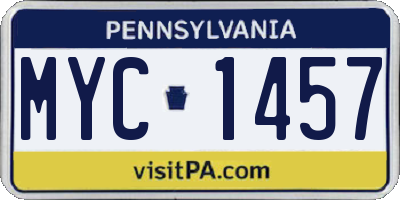 PA license plate MYC1457