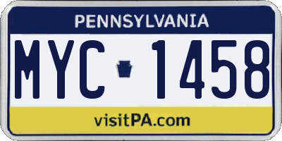 PA license plate MYC1458