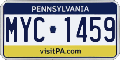 PA license plate MYC1459