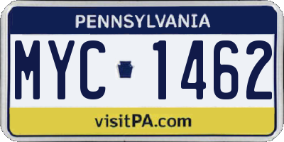PA license plate MYC1462