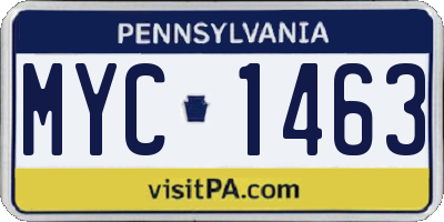 PA license plate MYC1463