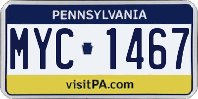 PA license plate MYC1467