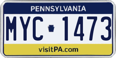 PA license plate MYC1473