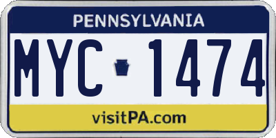 PA license plate MYC1474