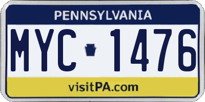 PA license plate MYC1476