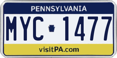 PA license plate MYC1477