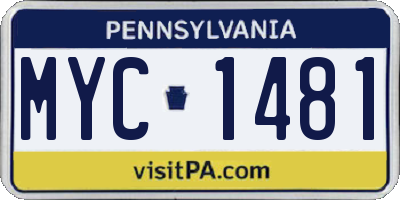PA license plate MYC1481