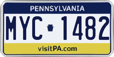 PA license plate MYC1482