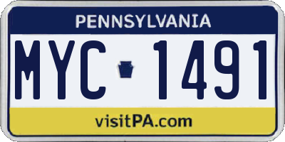PA license plate MYC1491