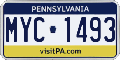 PA license plate MYC1493