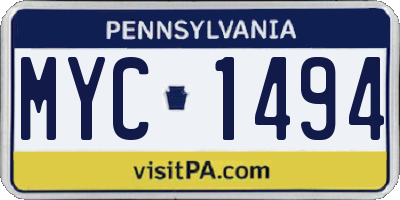 PA license plate MYC1494