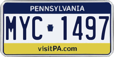 PA license plate MYC1497