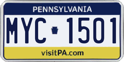 PA license plate MYC1501