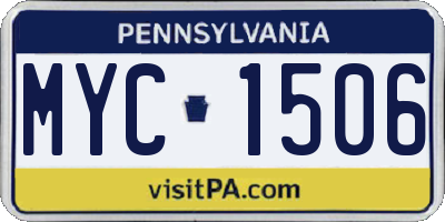 PA license plate MYC1506