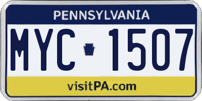 PA license plate MYC1507