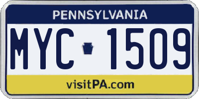 PA license plate MYC1509