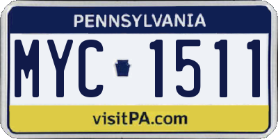 PA license plate MYC1511