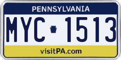 PA license plate MYC1513