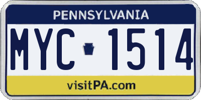 PA license plate MYC1514