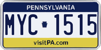 PA license plate MYC1515