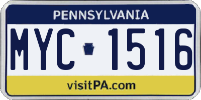 PA license plate MYC1516
