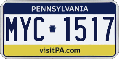 PA license plate MYC1517