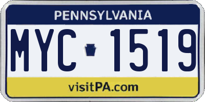 PA license plate MYC1519