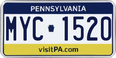 PA license plate MYC1520
