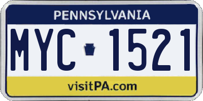 PA license plate MYC1521