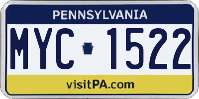 PA license plate MYC1522