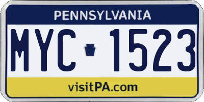 PA license plate MYC1523