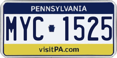 PA license plate MYC1525