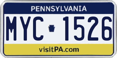 PA license plate MYC1526