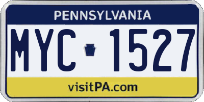 PA license plate MYC1527