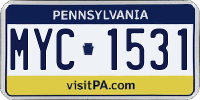 PA license plate MYC1531
