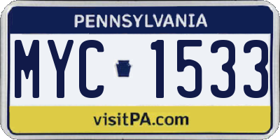 PA license plate MYC1533
