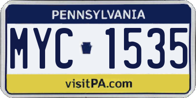 PA license plate MYC1535