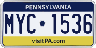 PA license plate MYC1536