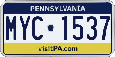 PA license plate MYC1537