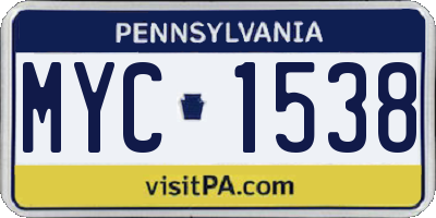 PA license plate MYC1538