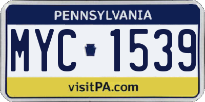 PA license plate MYC1539