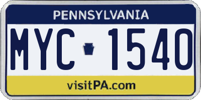 PA license plate MYC1540